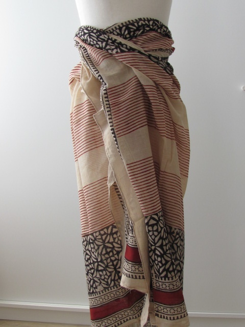 Shawl, Summer Wrap,  Sarong,  Dupatta, Skirt, 100% Handprinted Cotton