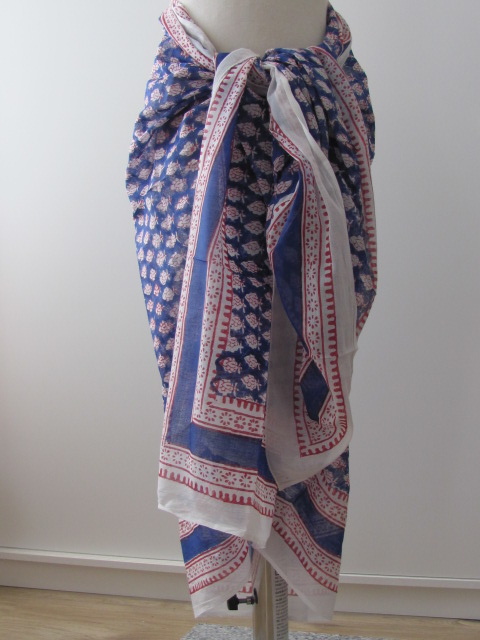 Shawl, Summer Wrap,  Sarong,  Dupatta, Skirt, 100% Handprinted Cotton