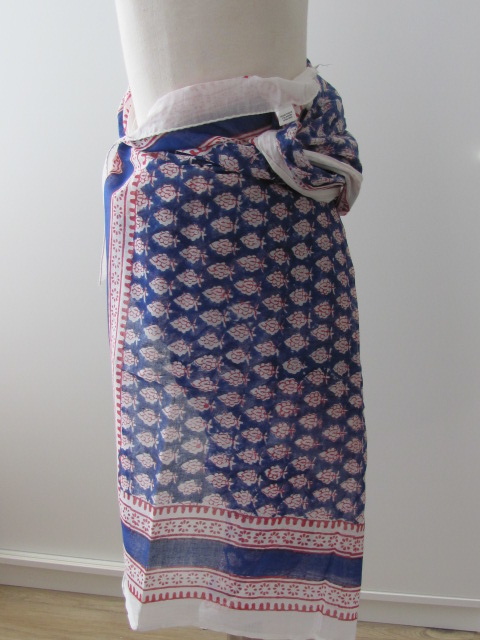 Sjaal,  Zomer Omslagdoek,   Dupatta,  Sarong, Rok,  100%  Handbedrukt Katoen