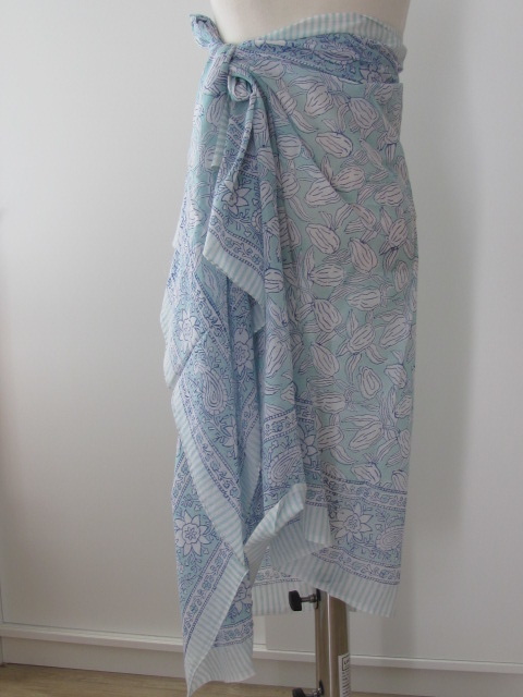 Zomer Omslagdoek,  Sjaal,   Dupatta,  Sarong, Rok,  100%  Handbedrukt Katoen