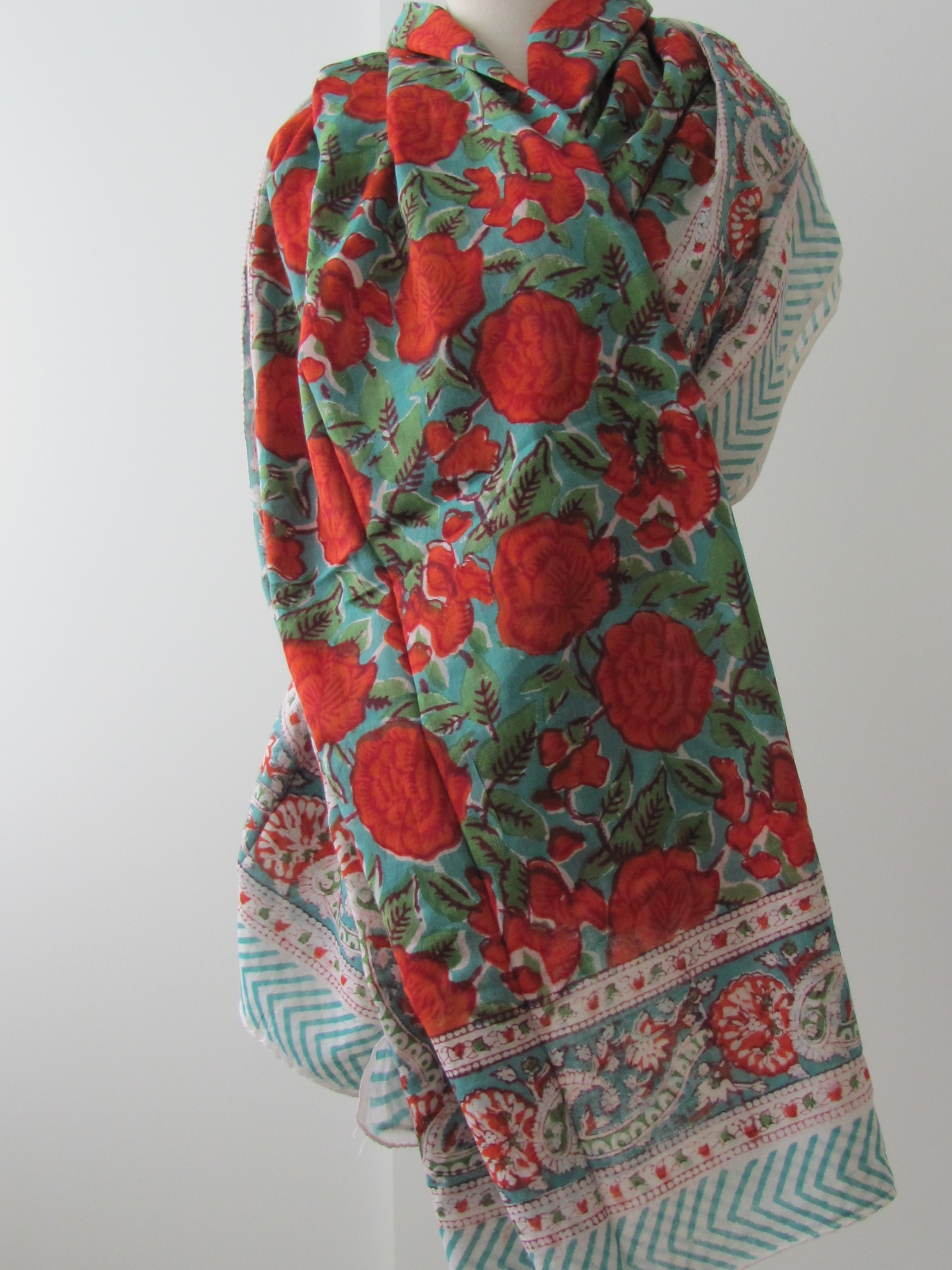 Summer Wrap,  Shawl, Sarong,  Dupatta, Skirt, 100% Handprinted Cotton