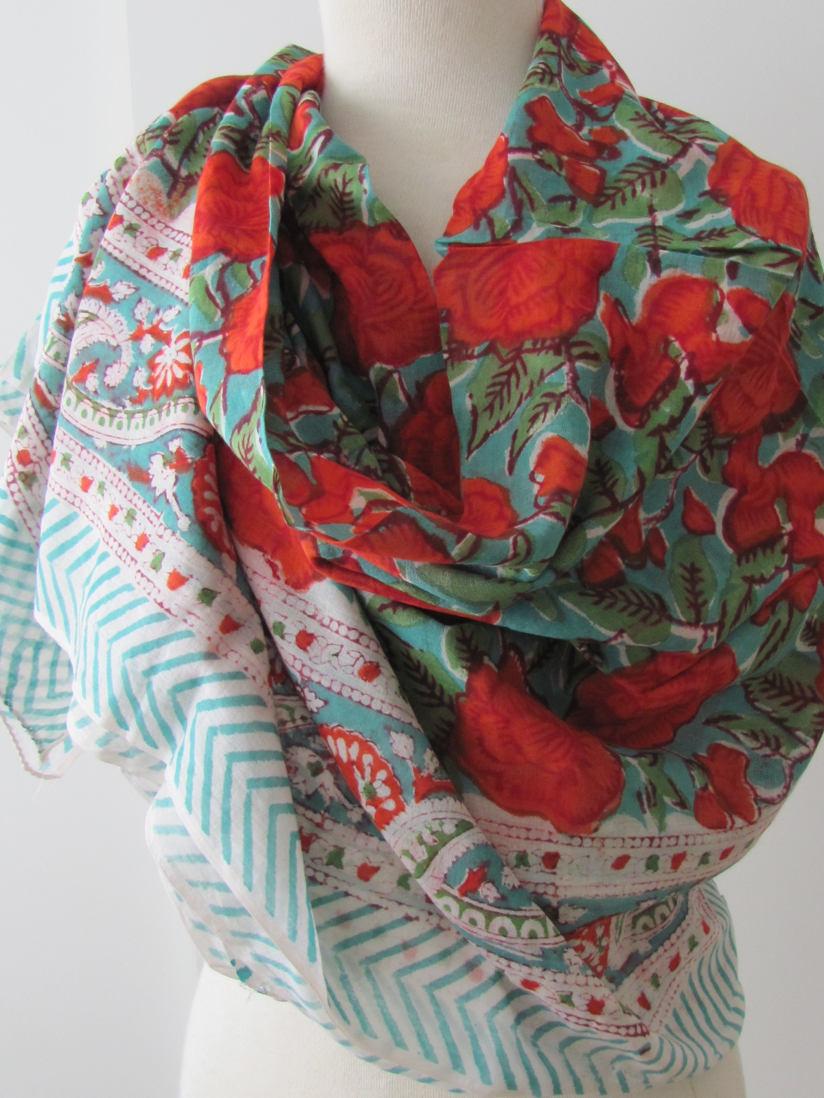 Summer Wrap,  Shawl, Sarong,  Dupatta, Skirt, 100% Handprinted Cotton