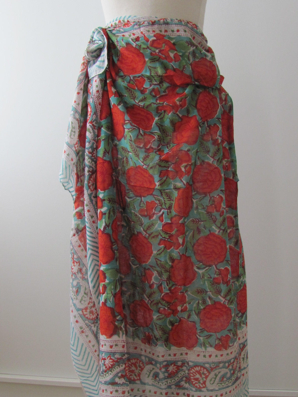 Summer Wrap,  Shawl, Sarong,  Dupatta, Skirt, 100% Handprinted Cotton