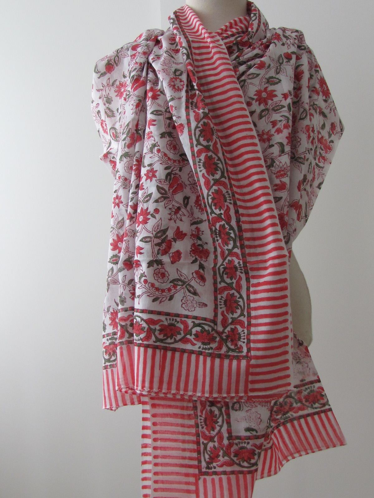 Summer Wrap,  Shawl, Sarong,  Dupatta, Skirt, 100% Handprinted Cotton