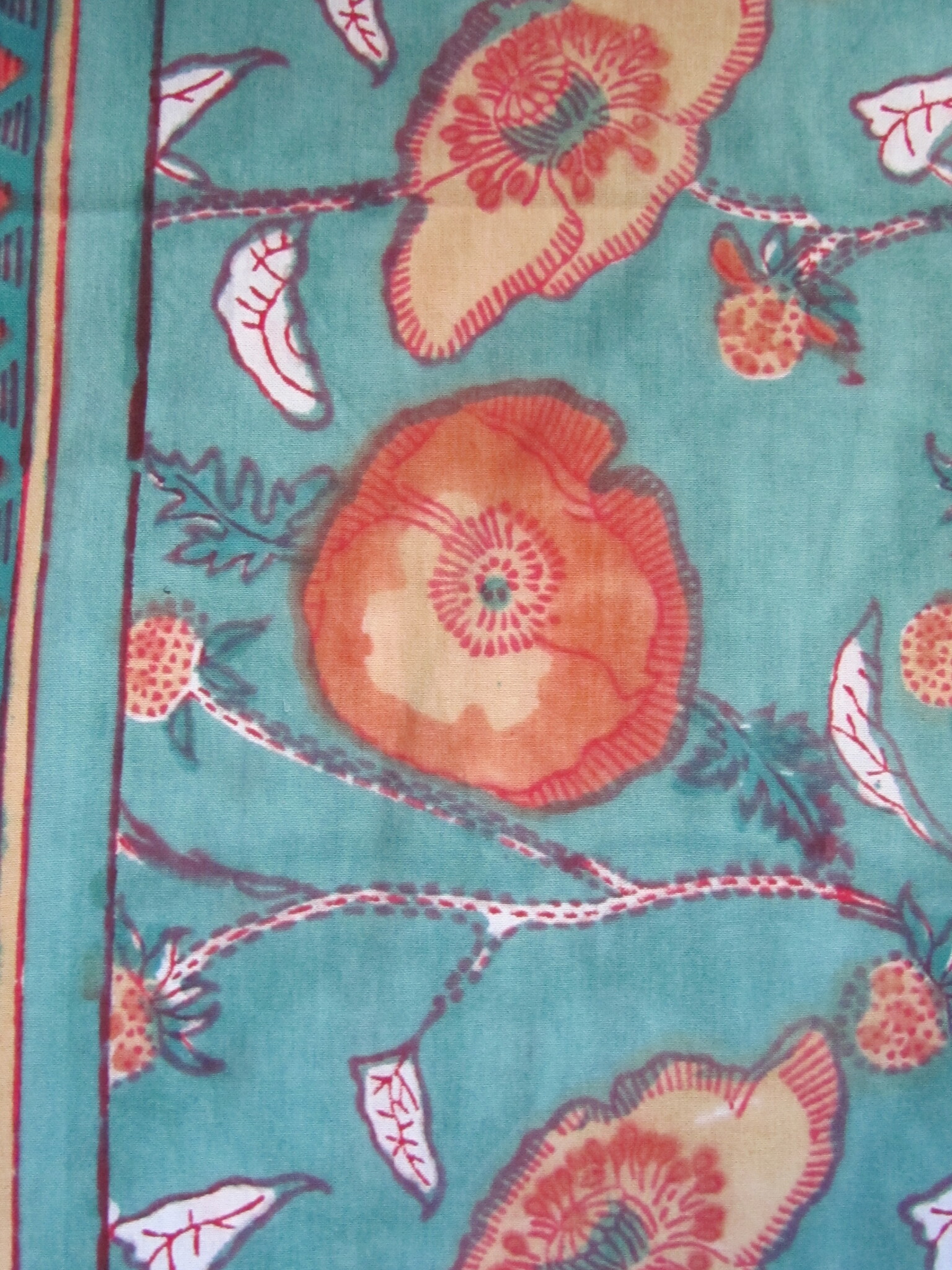 Bedsheet bohemian bed, grand foulard, bed spread natural dyes and hand printed,