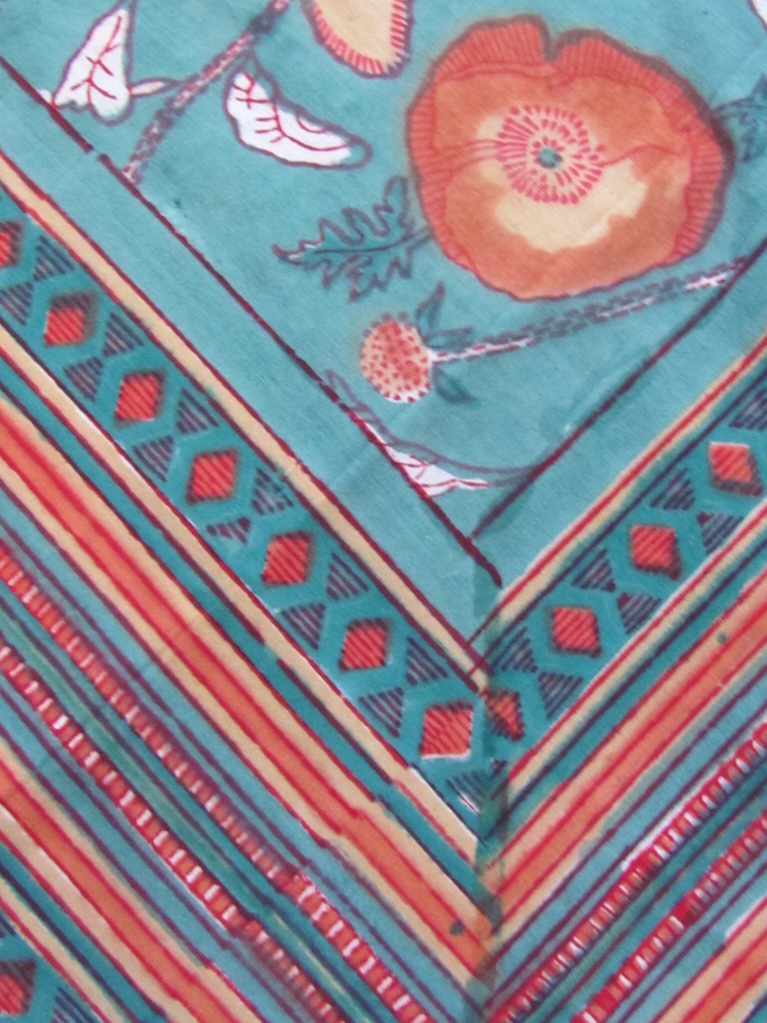 Bedsheet bohemian bed, grand foulard, bed spread natural dyes and hand printed,