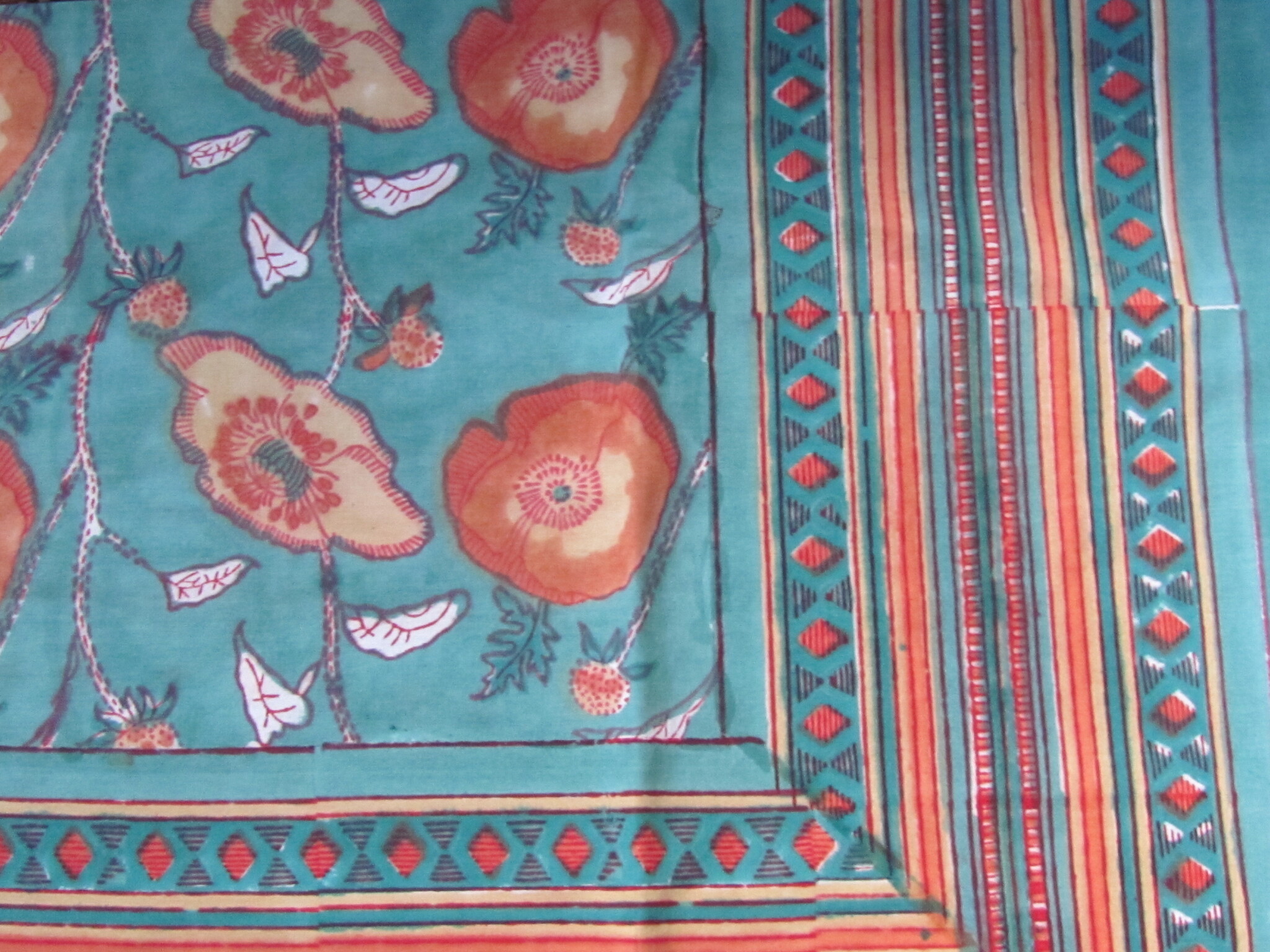 Bedsheet bohemian bed, grand foulard, bed spread natural dyes and hand printed,