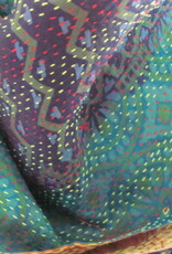 Silk Shawl Gudri Kantha stitching on upcycled silk sari's