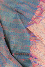 Silk Shawl Gudri Kantha stitching on upcycled silk sari's