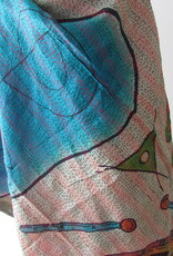 Silk Shawl Gudri Kantha stitching on upcycled silk sari's