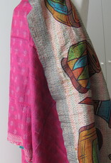 Silk Shawl Gudri Kantha stitching on upcycled silk sari's