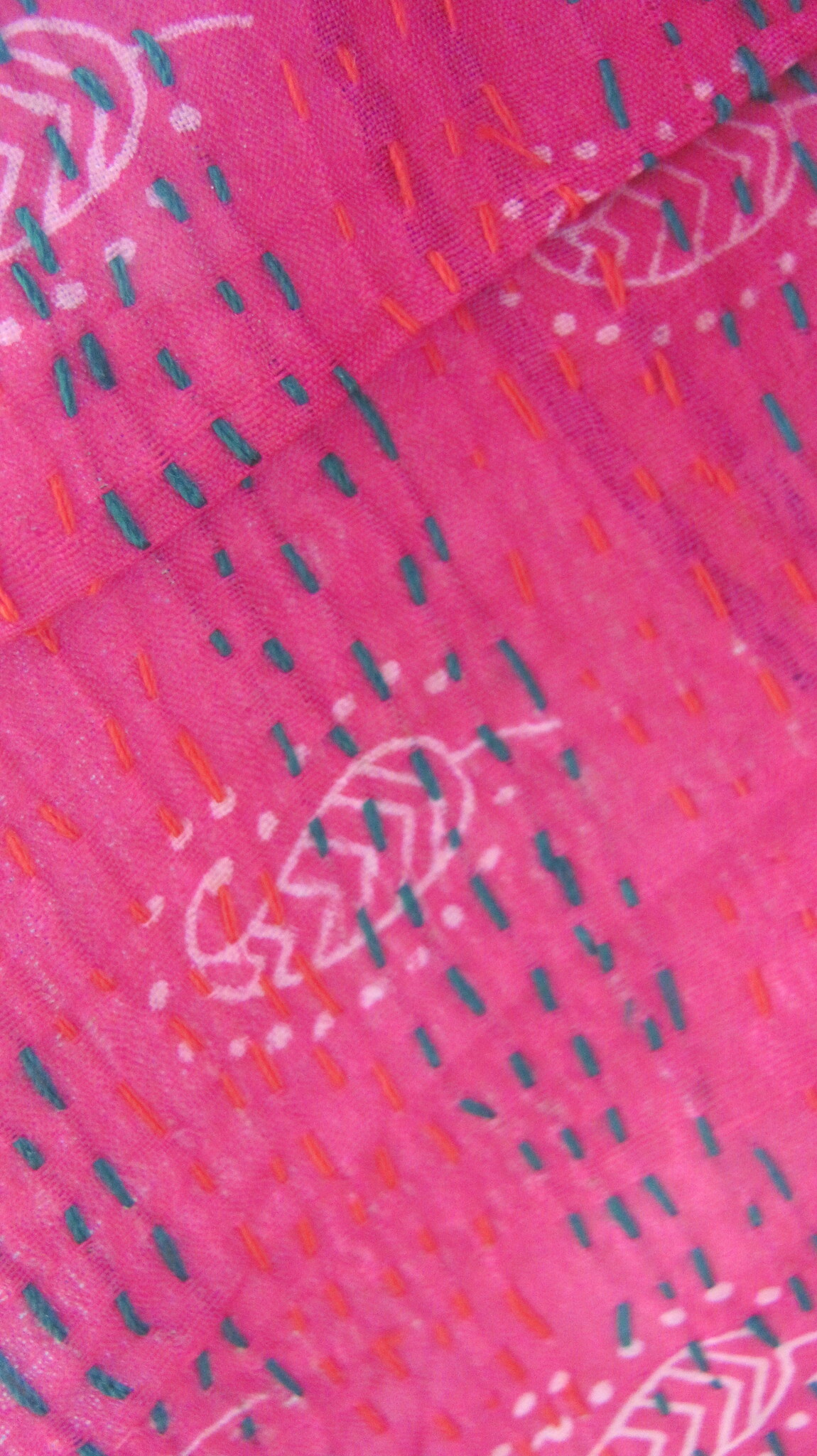 Silk Shawl Gudri Kantha stitching on upcycled silk sari's