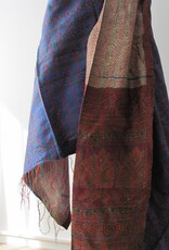 Silk Shawl Gudri Kantha stitching on upcycled silk sari's