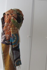 Silk Shawl Gudri Kantha stitching on upcycled silk sari's