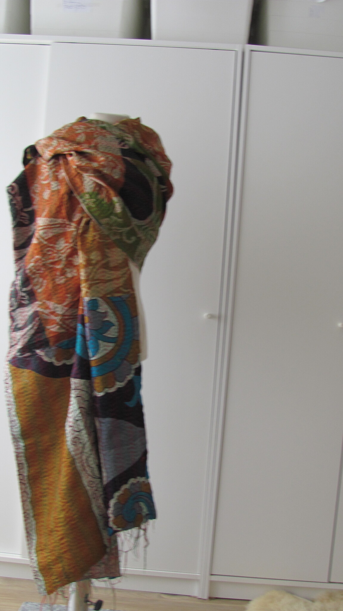 Silk Shawl Gudri Kantha stitching on upcycled silk sari's