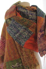 Silk Shawl Gudri Kantha stitching on upcycled silk sari's