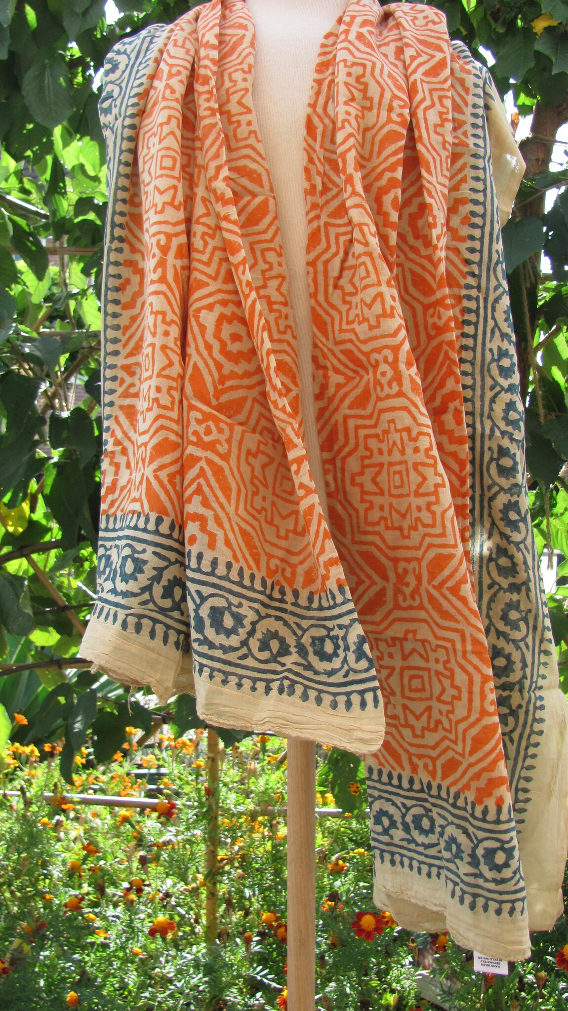 Omslagdoek,  Sjaal,   Dupatta,  Sarong, Rok,  100%  Handbedrukt Katoen