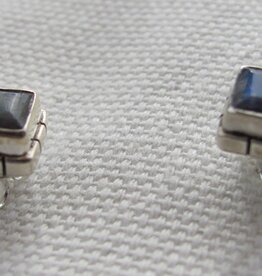 Earring silver labradorite stone