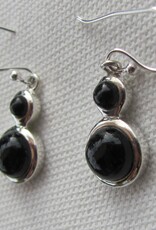 Oorbel zilver met onyx stenen