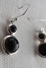 Oorbel zilver met onyx stenen