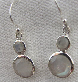 Earring   silver with rainbow moonstone