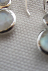 Earring   silver with two cabouchon rainbow moonstones