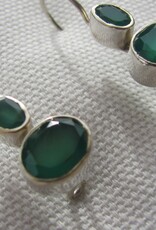 Zilver oorbel  met groen onyx dormeuse