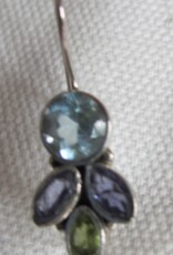 Silver dormeuse earrings  precious stones
