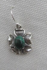 Silver Earrings with Malachite