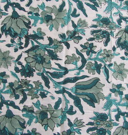 Beddensprei groen/ blauw fantasy bloemen