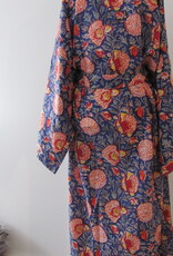 Kimono, dressing gown hand printed with vegetable dyes. 100% cotton