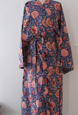 Kimono, dressing gown hand printed with vegetable dyes. 100% cotton