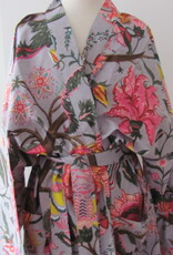 Kimono, dressing gown hand printed with vegetable dyes. 100% cotton