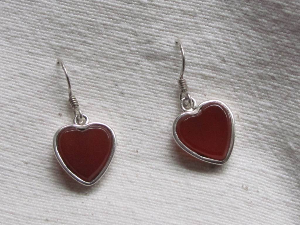 Earring silver cornelian heart