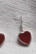 Earring silver cornelian heart