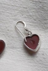 Earring silver cornelian heart