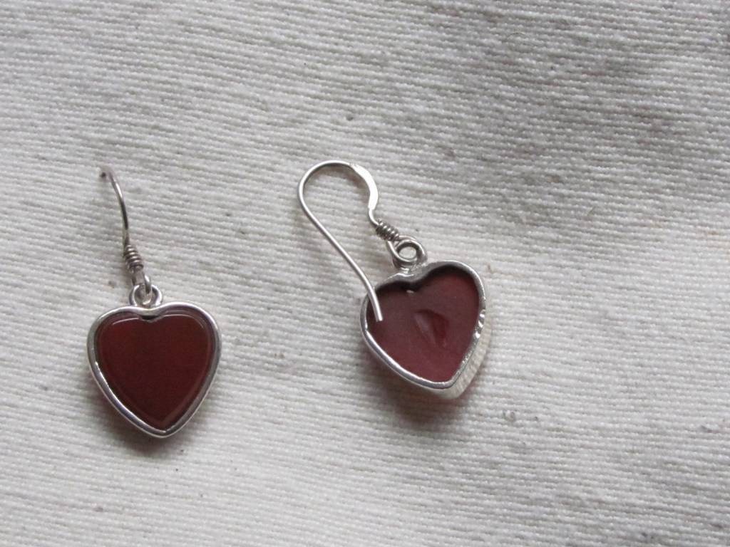 Earring silver cornelian heart