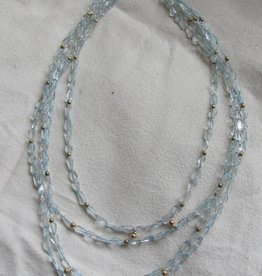 Necklace aquamarine gold on silver