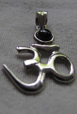 Pendant silver Om onyx