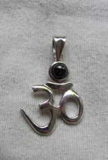 Pendant silver Om onyx