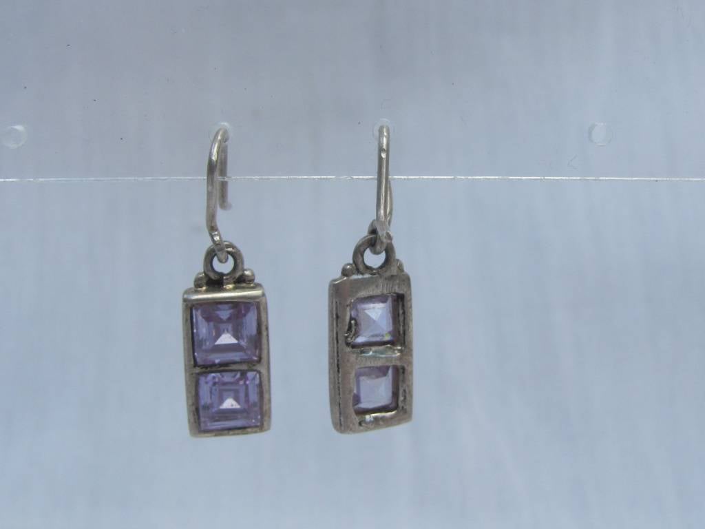 Earring silver with amethyst