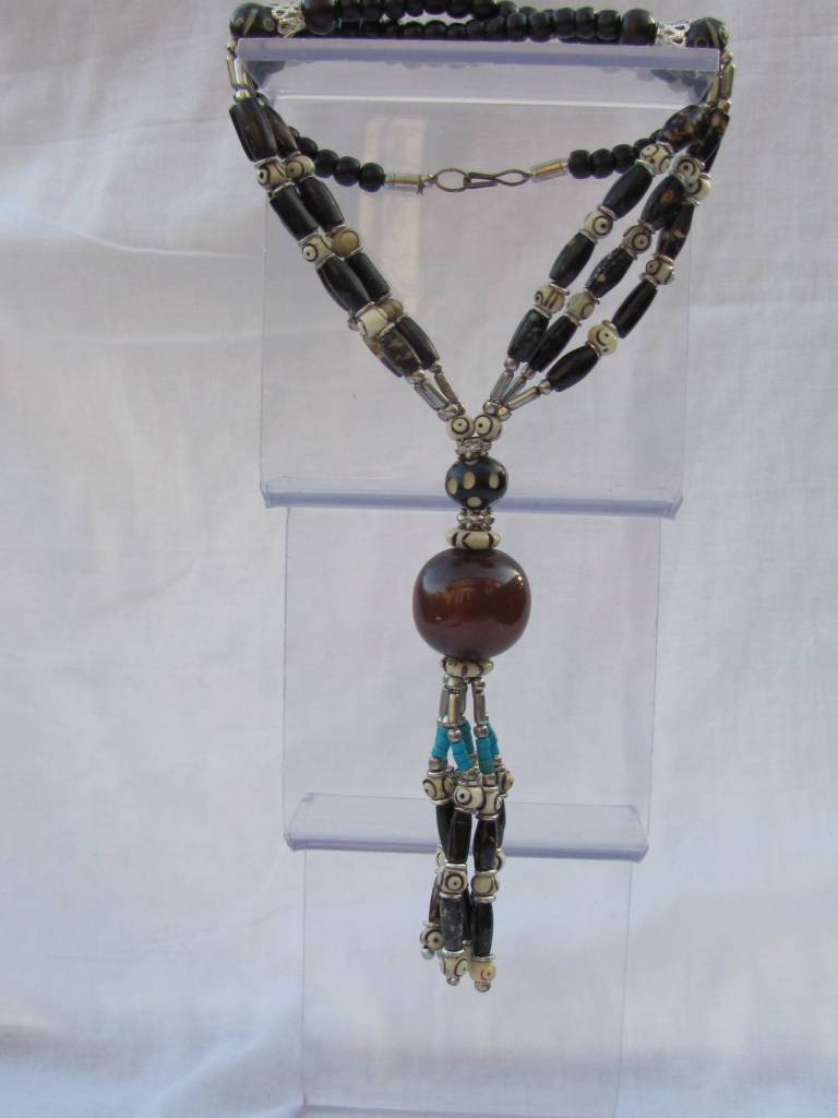 Necklace from horn camel bone and resin