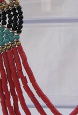 Necklace with hand made coral coloured beads