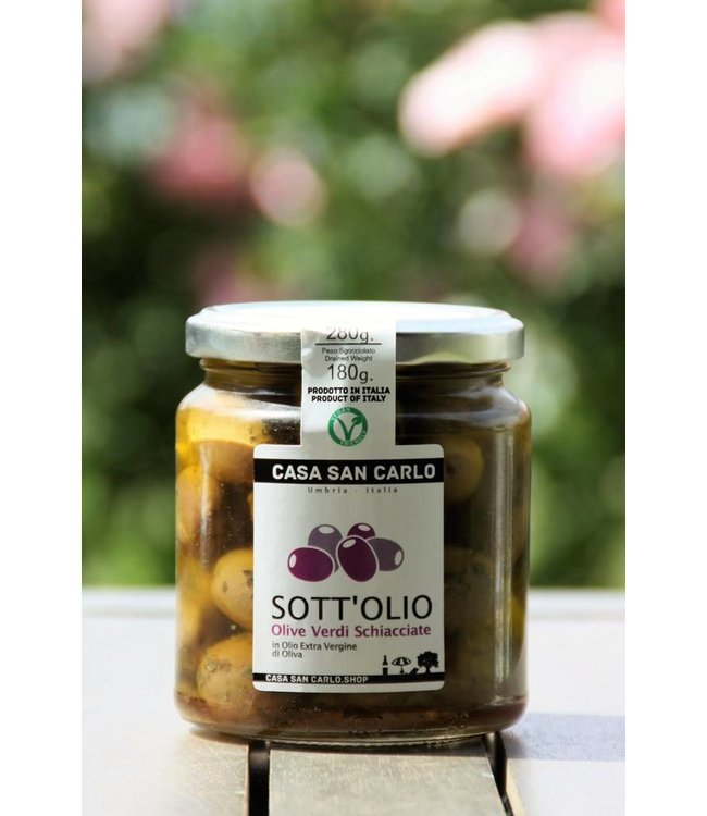 Groene olijven in Extra Vergine Olijfolie - 280 gram