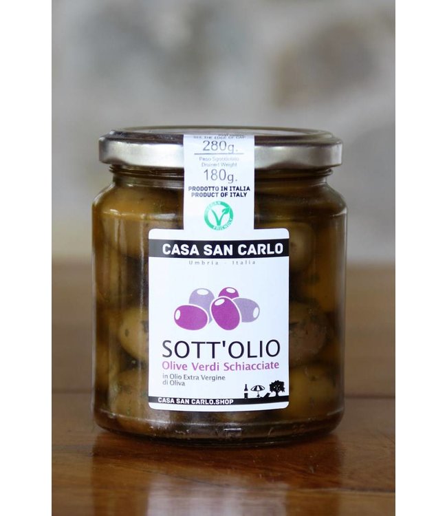 Groene olijven in Extra Vergine Olijfolie - 280 gram