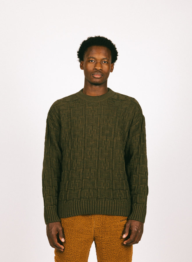 Polar Skate Co. Square Knit Sweater Army Green - GRAIL