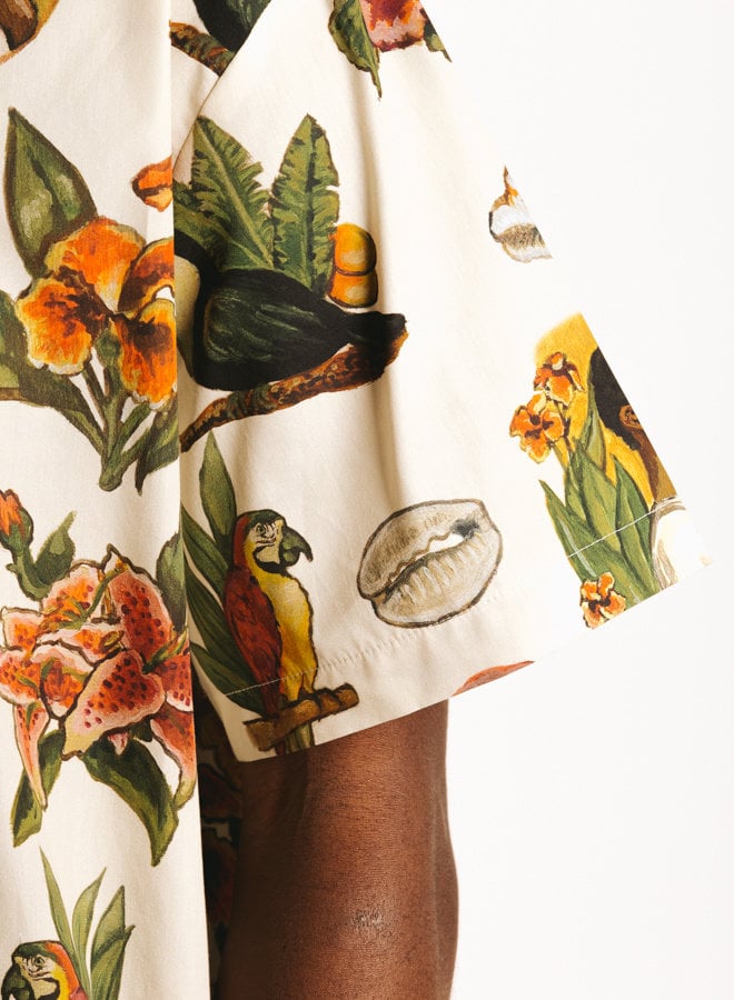 Filling Pieces Resort Parrot Print Men's Short Sleeve Shirt