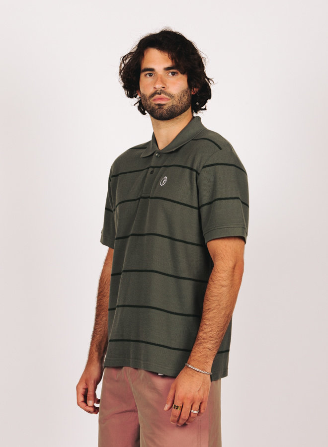 Polar Stripe Polo Shirt Blueish Grey 