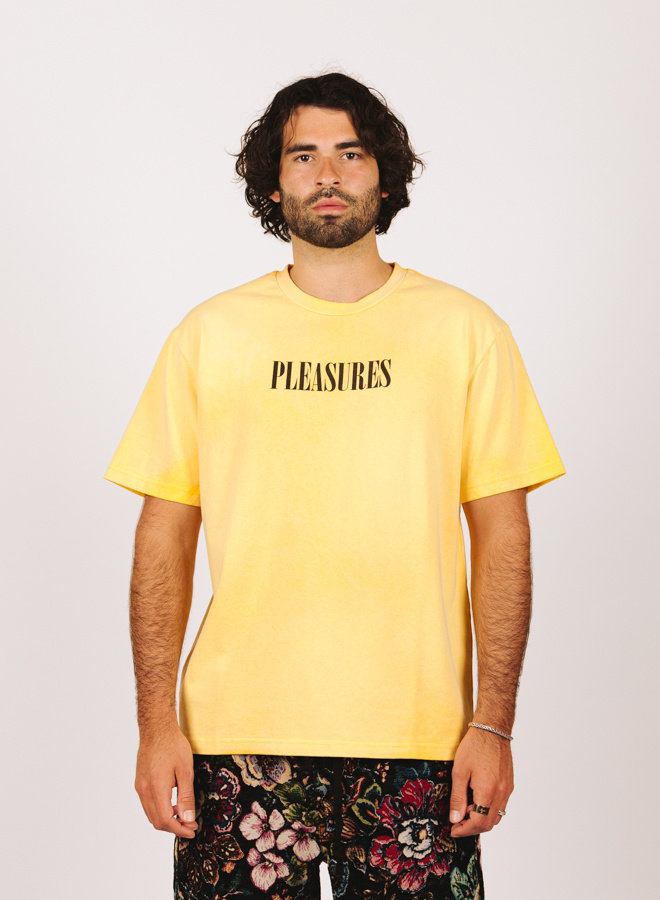 PLEASURES cotton T-shirt orange color Pleasures Polite Heavyweight T-shirt  P22SP018-GREY buy on PRM