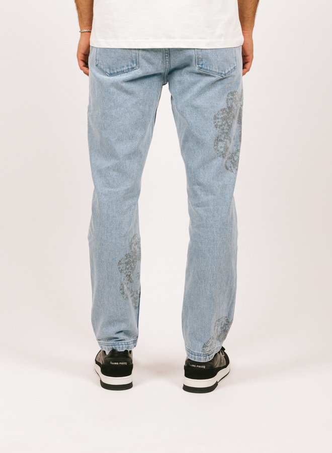 Special Printed Denim Pants Washed